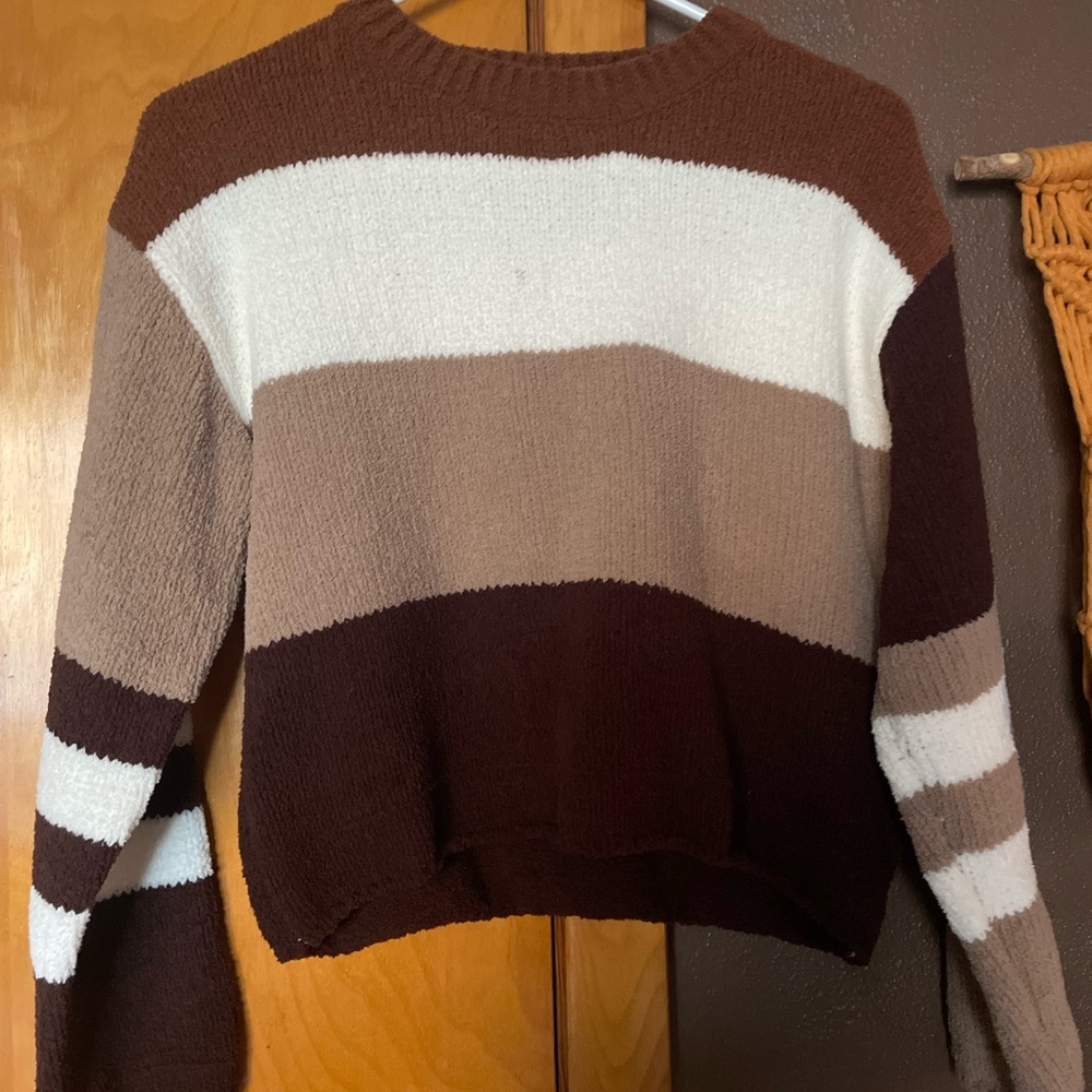 Love Tree Brown and White Striped Sweater